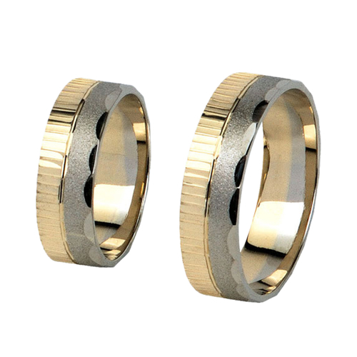 14 karátos sárga- és fehérarany karikagyűrű SF4