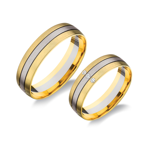 14 karátos sárga- és fehérarany karikagyűrű H651/SFS