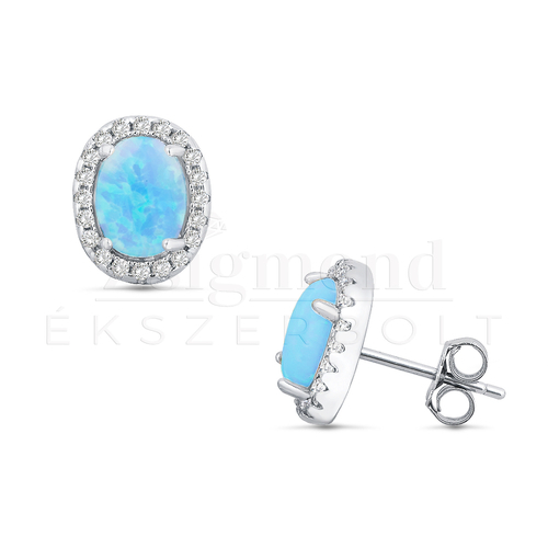 Ezüst fülbevaló türkiz színű opállal (AG30215)