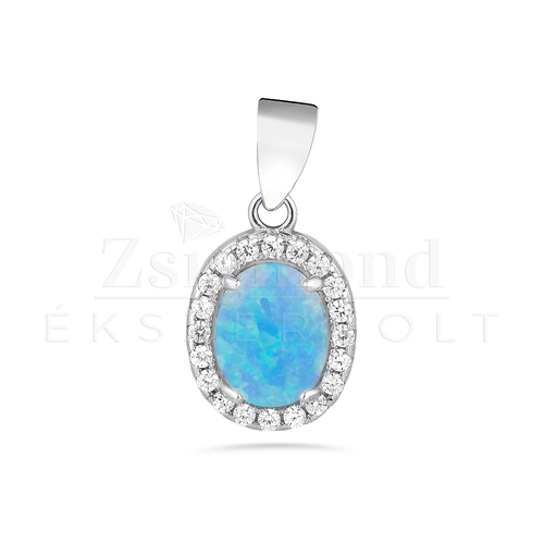 ezüst medál kék opál kővel