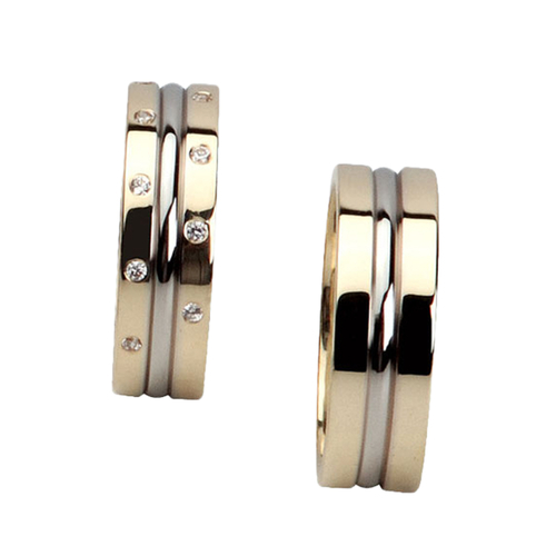 14 karátos sárga- és fehérarany karikagyűrű E555