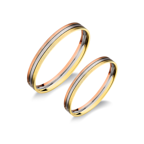 14 karátos háromszínű arany karikagyűrű H3020/VFS