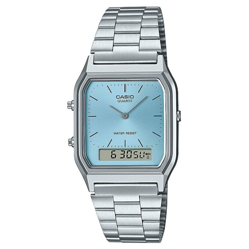 világoskék számlapos ana-digi vintage casio óra