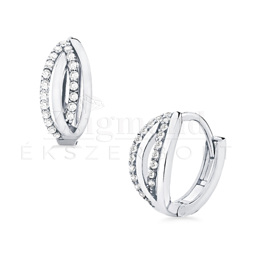 14K fehér arany köves karika fülbevaló