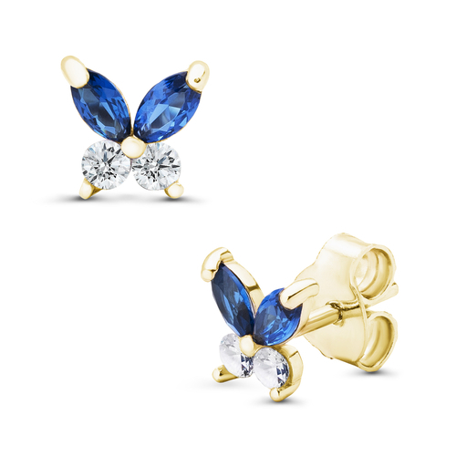 arany kek köves lepke fülbevaló