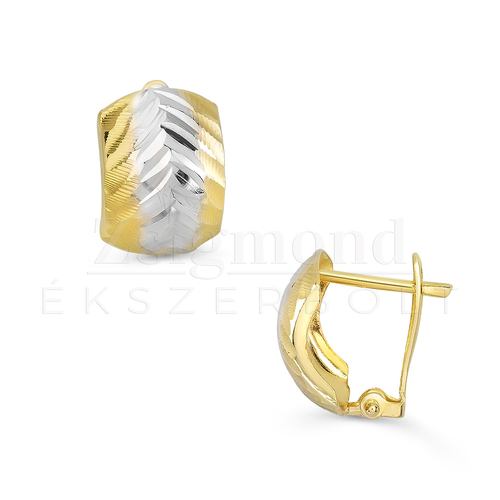 14K sárga és fehér arany francia kapcsos fülbevaló