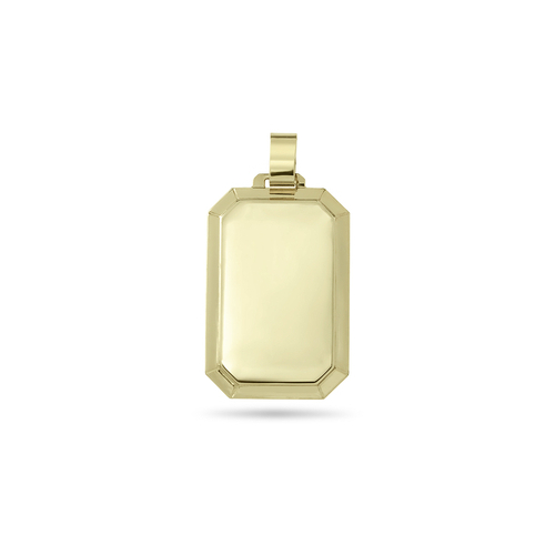 14 karátos arany gravírozható fazettált téglalap medál - 38 x 20 mm (AU14093)