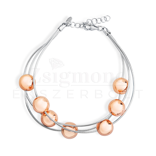 Ezüst karkötő rozé aranyozással - 18-21 cm (AG18757)