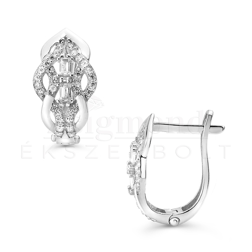 14K fehér arany köves franciazáras fülbevaló