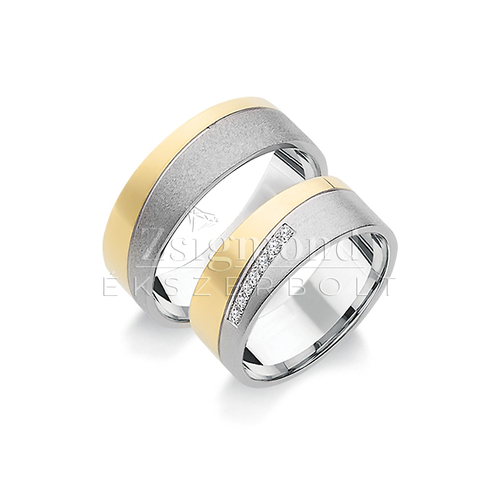 14 karátos sárga- és fehérarany karikagyűrű R159