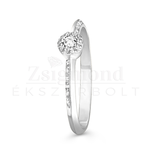 14K fehér arany eljegyzési gyűrű