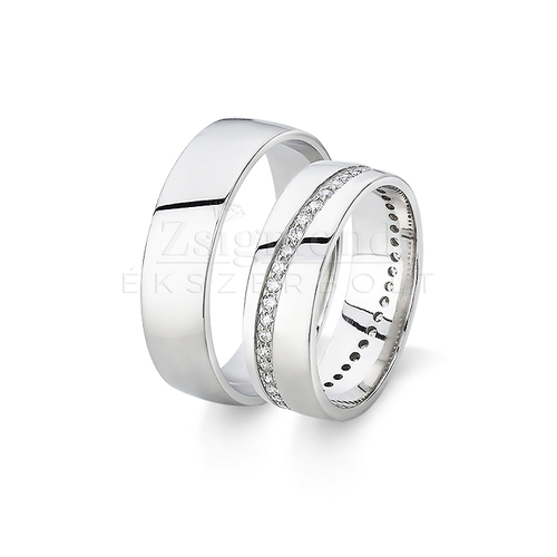 14K fehér arany körbe köves karikagyűrű