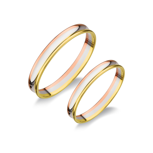 14 karátos háromszínű arany karikagyűrű R104