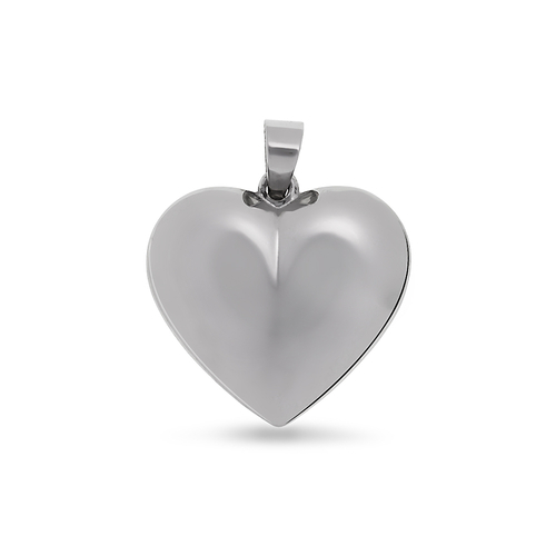 14 karátos fehérarany gravírozható domború szív medál (AU6356)