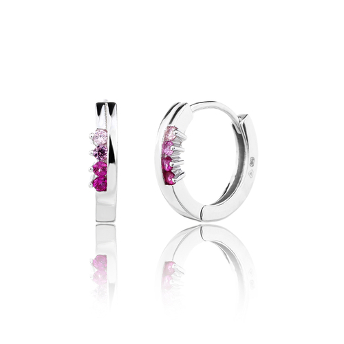 925 ezüst pink köves karika fülbevaló