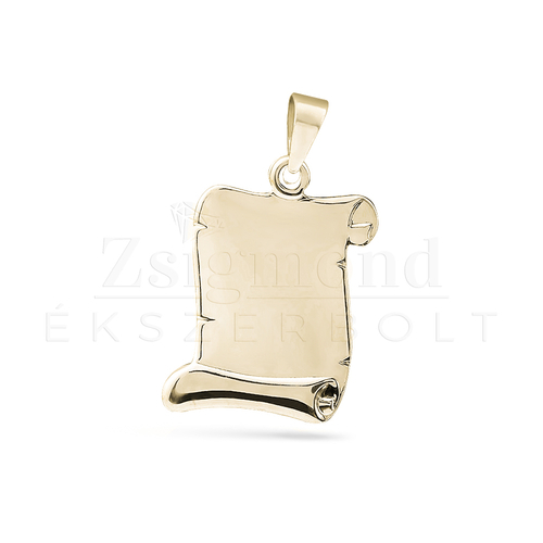 14 karátos arany gravírozható pergamen medál - 24 x 15 mm (AU14522)