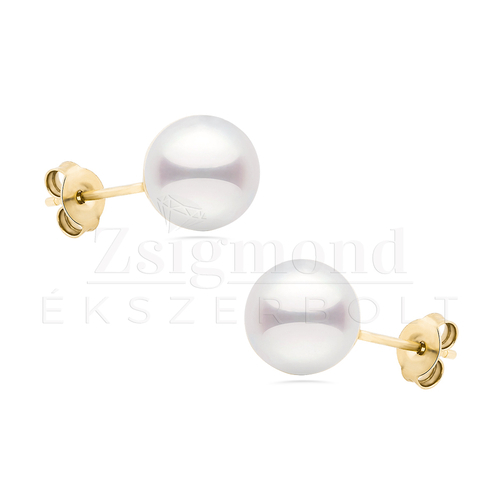 14 karátos arany fülbevaló tenyésztett gyönggyel - átm. 8 mm (AU13285)