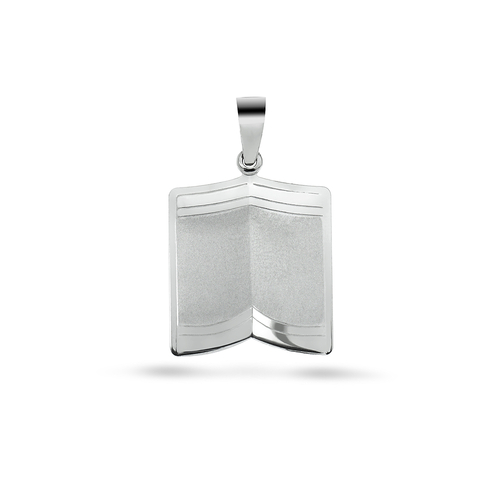 14 karátos fehérarany gravírozható könyv medál - 30 x 18 mm (AU11694)