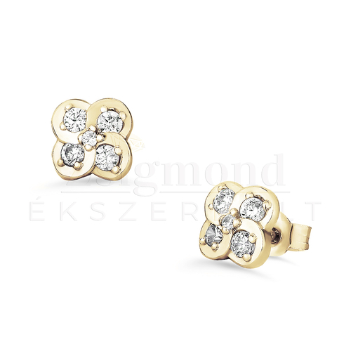 14 karátos köves arany virág fülbevaló
