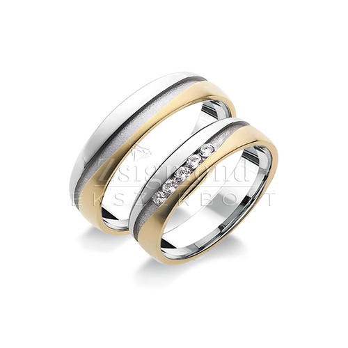 14 karátos sárga- és fehérarany karikagyűrű L143