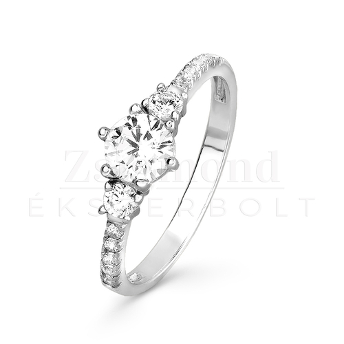 14K fehér arany eljegyzési gyűrű