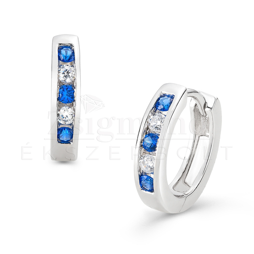 925 ezüst kék köves karika fülbevaló