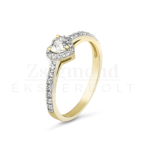 14 karátos arany szíves eljegyzési gyűrű - PP31s (AU14321)