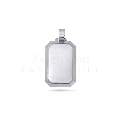 Ezüst gravírozható fazettált téglalap medál - 38 x 20 mm (AG28597)