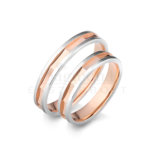 14 karátos fehér- és rozéarany karikagyűrű V4320/FRF