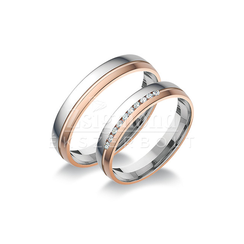 14 karátos fehér- és rozéarany karikagyűrű L3