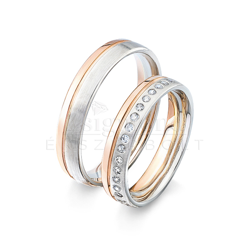 14K rozé és fehér arany köves karikagyűrű