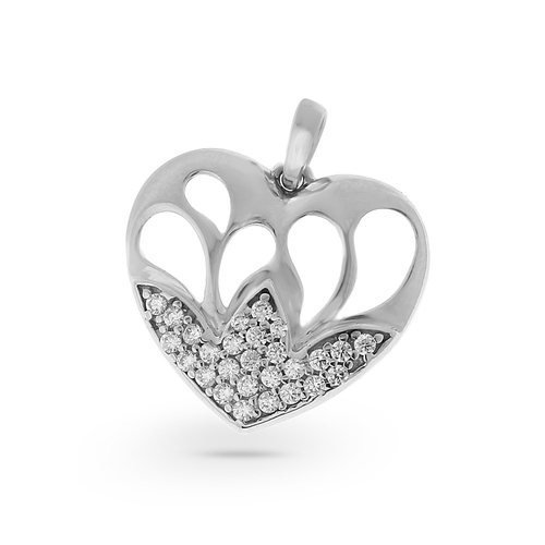 14 karátos fehérarany szív medál (AU4733)