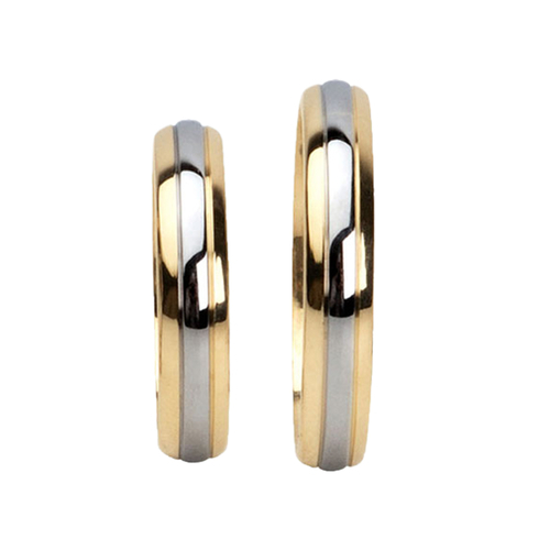 14 karátos sárga- és fehérarany karikagyűrű E739