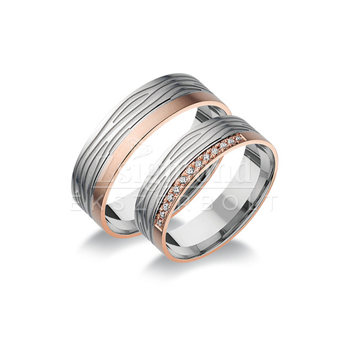 14 karátos fehér- és rozéarany karikagyűrű A964