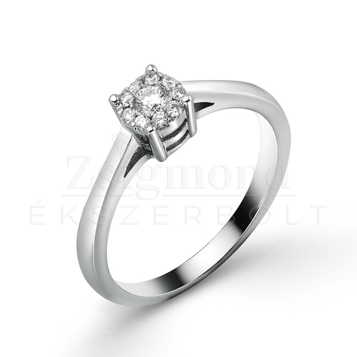 14K fehér arany gyűrű gyémánttal