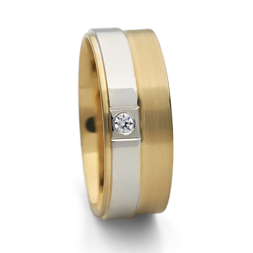 14 karátos sárga- és fehérarany karikagyűrű S01