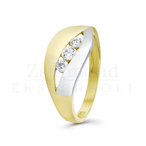 14K sárga és fehér arany köves gyűrű