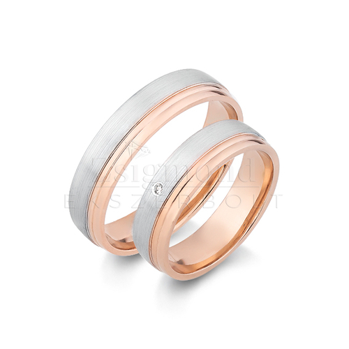 14 karátos fehér- és rozéarany karikagyűrű V508/FR