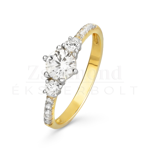 14K sárga arany eljegyzési gyűrű