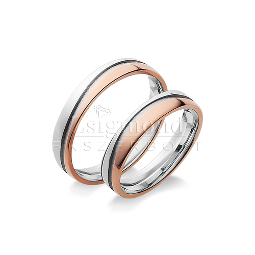 14 karátos fehér- és rozéarany karikagyűrű L135