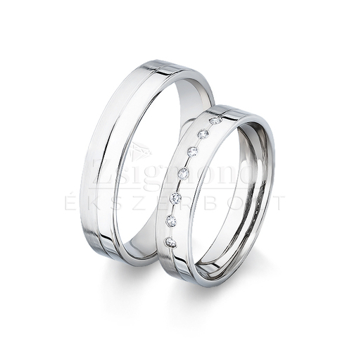 14K fehér arany köves karikagyűrű