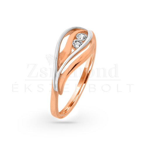 14K rozé arany köves gyűrű