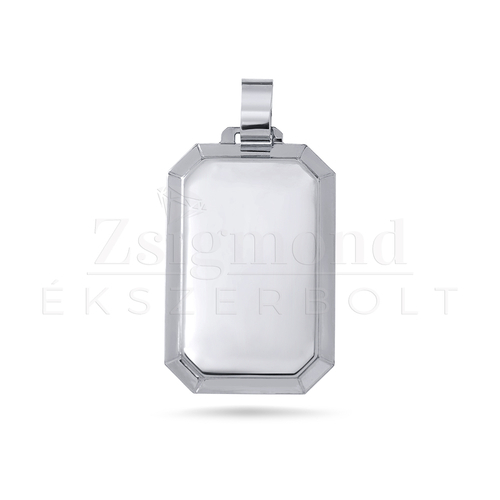 14 karátos fehérarany gravírozható fazettált téglalap medál - 38 x 20 mm (AU4173)