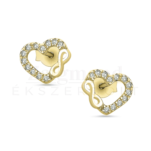 14 karátos arany szív fülbevaló végtelen jellel (AU14335)