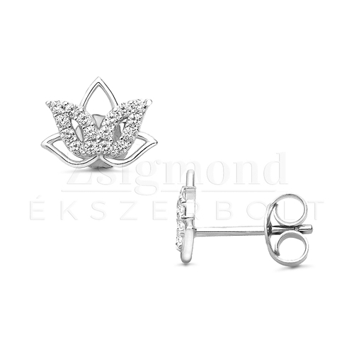 14 karátos fehérarany lótuszvirág fülbevaló (AU14037)