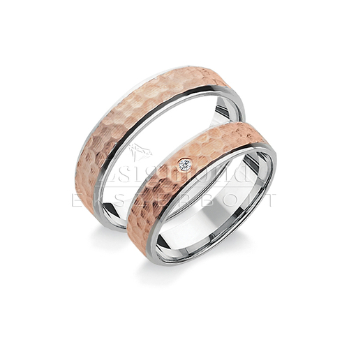 14 karátos fehér- és rozéarany karikagyűrű R441