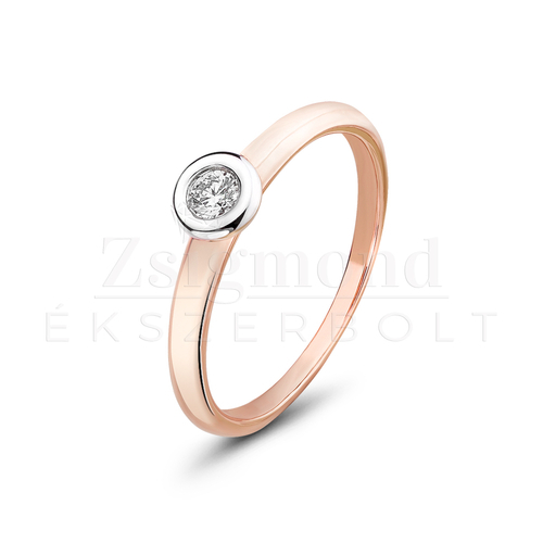 14 karátos rozé-  és fehérarany eljegyzési gyűrű gyémánttal (AU9795)