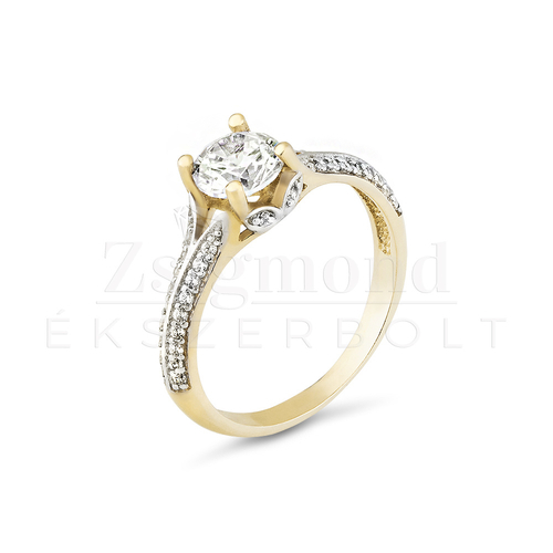 14 karátos sárga- és fehérarany eljegyzési gyűrű - PP20s (AU13782)