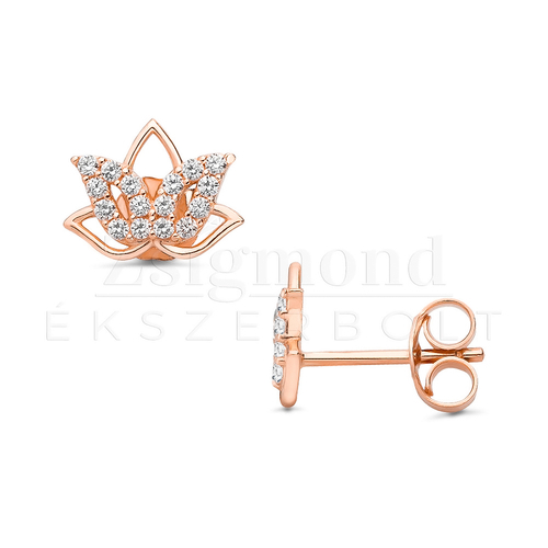 14 karátos rozéarany lótuszvirág fülbevaló (AU14287)
