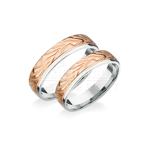 14 karátos fehér- és rozéarany karikagyűrű R123